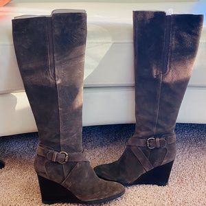 Franco Sarto taupe suede knee high boots